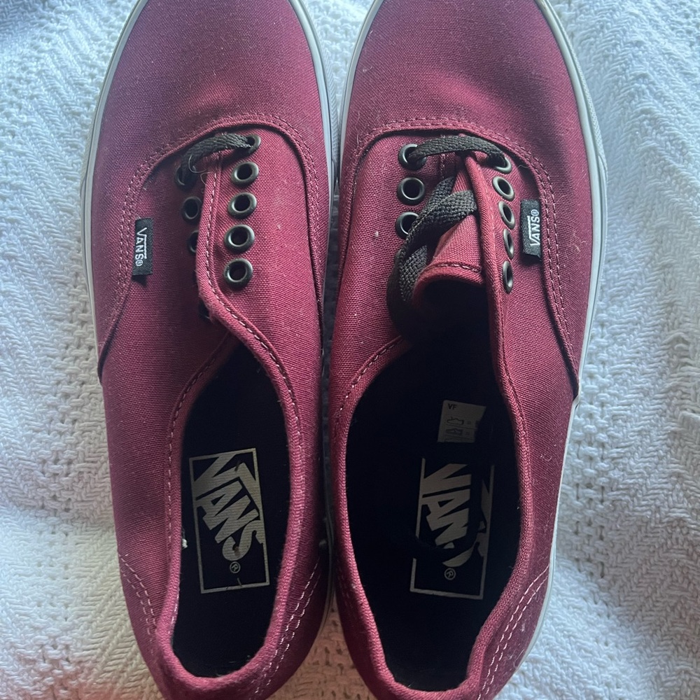 Vans Maroon Canvas Lace-Up Sneakers